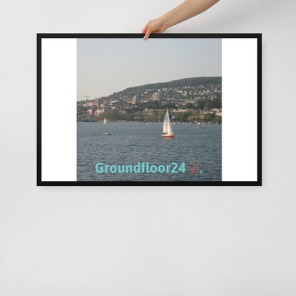 Beautiful River & Hills Sinari Framed poster with Groundfloor24 with House Logo