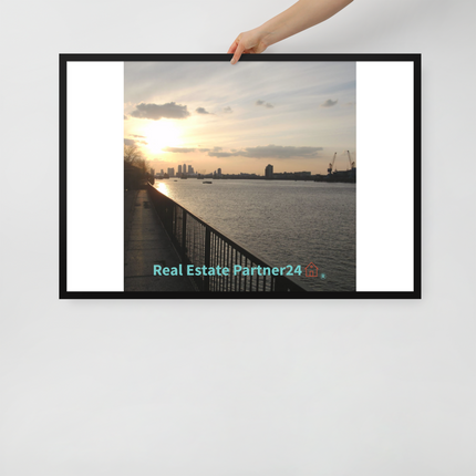 Awesome River View Framed poster with realestatepartner24 with house Logo