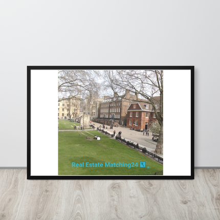 Beautiful Park Framed poster with realestatematching24 with key Logo