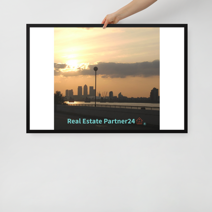 Majestic Sunset Framed poster with realestatepartner24 with house Logo
