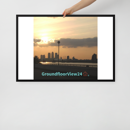 Majestic Sunset Framed poster with groundfloorview24 with House Logo