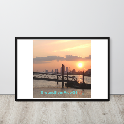Evening Glow Framed poster with realestatematching with key Logo