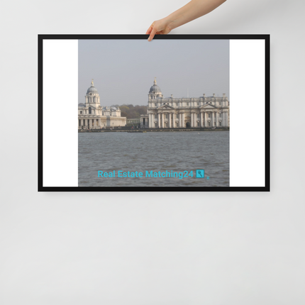 Riverside Beauty Framed poster with realestatematching24 with key Logo