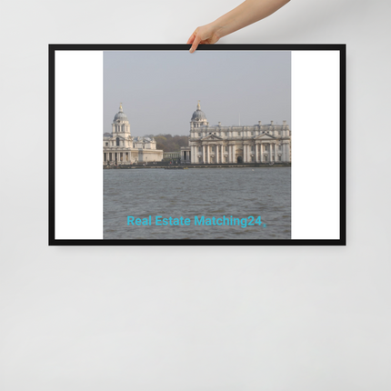 Riverside Beauty Framed poster with realestatematching24 without key Logo