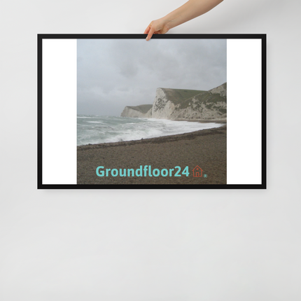 Waves and Sand Framed poster with Groundfloor24 with House Logo