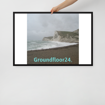 Waves and Sand Framed poster with Groundfloor24 without House Logo