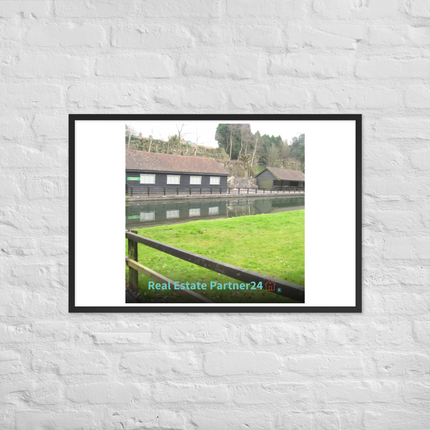 Lakeside Serenity Framed poster with realestatepartner24 with house Logo