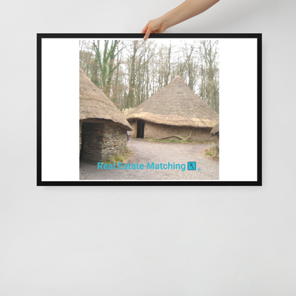 Village Charm Framed poster with realestatematching with key Logo
