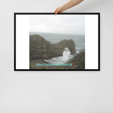 Coastal Escape Framed poster with realestatepartner24 with house Logo