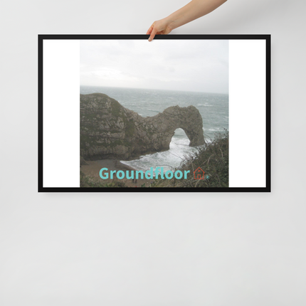 Coastal Escape Framed poster with Groundfloor with House Logo
