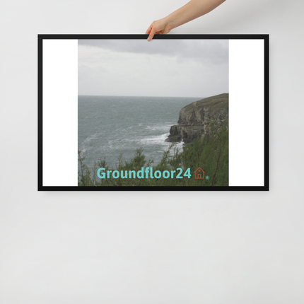 Seaside Serenity Framed poster with Groundfloor24 with House Logo