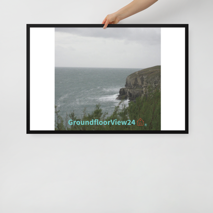 Seaside Serenity Framed poster with groundfloorview24 with House Logo