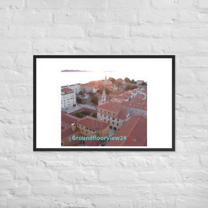 Roof Sunset View Framed poster with groundfloorview24 with House Logo