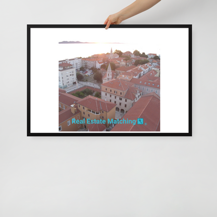 Roof Sunset View Framed poster with realestatematching with key Logo