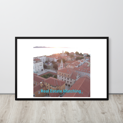 Roof Sunset View Framed poster with realestatematching without key Logo