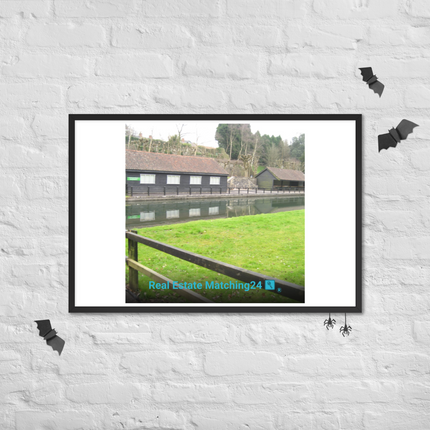 Lakeside Serenity Framed poster with realestatematching24 with key Logo