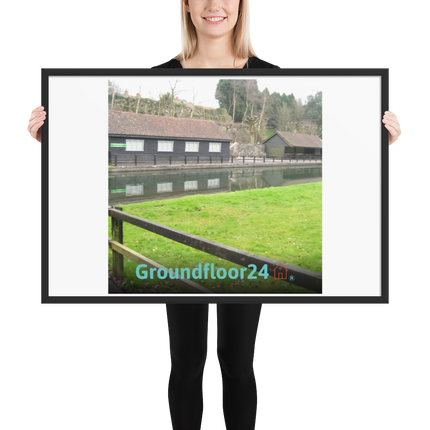Lakeside Serenity Framed poster with Groundfloor24 with House Logo