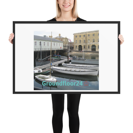 Boat on Water Framed poster with Groundfloor24 with House Logo