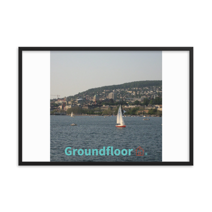 Beautiful River & Hills Sinari Framed poster with Groundfloor with House Logo