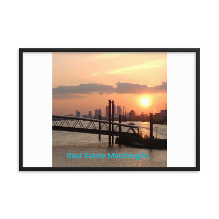 Evening Glow Framed poster with realestatematching24 without key Logo