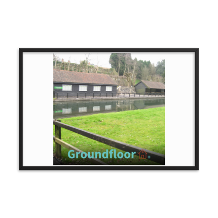 Lakeside Serenity Framed poster with Groundfloor with House Logo