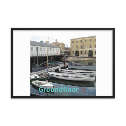Boat on Water Framed poster with Groundfloor with House Logo