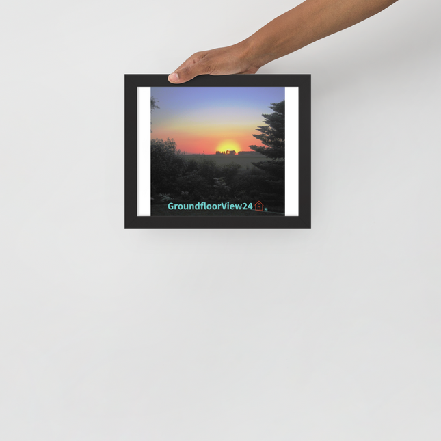 Beautiful Sunset Sinari Framed poster with groundfloorview24 with House Logo