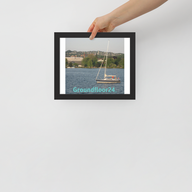 Boat on the River Framed poster with Groundfloor24 without House Logo