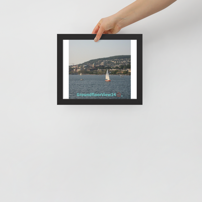 Beautiful River & Hills Sinari Framed poster with groundfloorview24 with House Logo