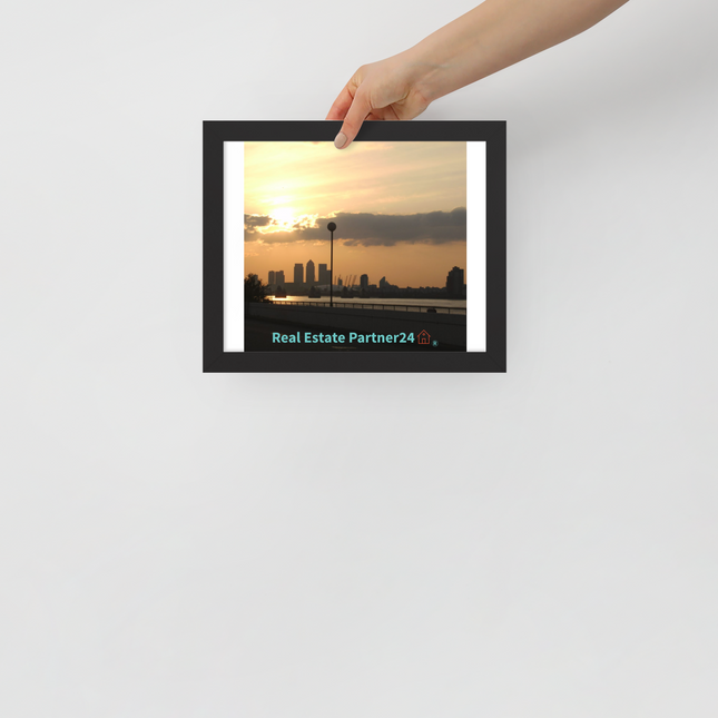 Majestic Sunset Framed poster with realestatepartner24 with house Logo
