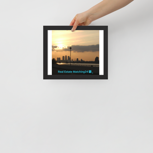 Majestic Sunset Framed poster with realestatematching24 with key Logo