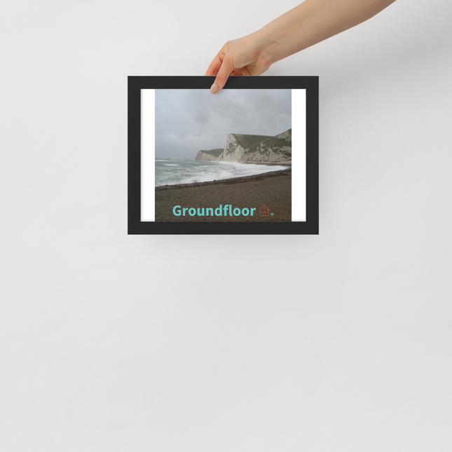Waves and Sand Framed poster with Groundfloor with House Logo