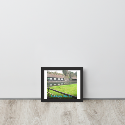 Lakeside Serenity Framed poster with realestatematching without key Logo
