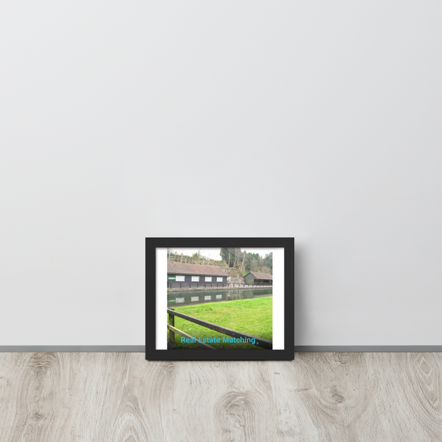 Lakeside Serenity Framed poster with realestatematching without key Logo