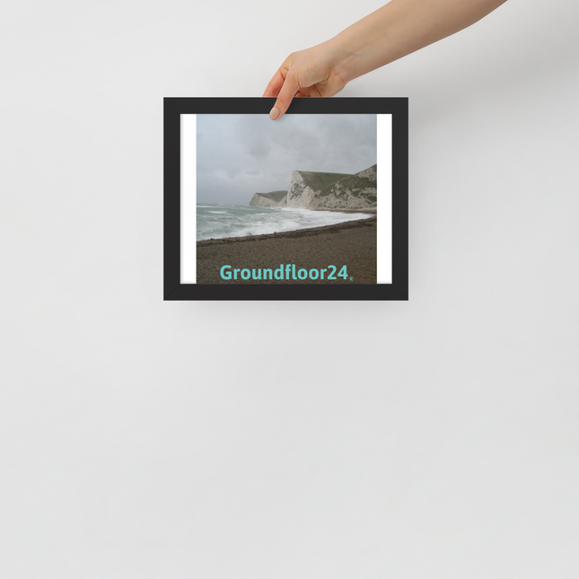 Waves and Sand Framed poster with Groundfloor24 without House Logo