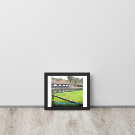 Lakeside Serenity Framed poster with realestatematching24 without key Logo