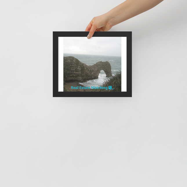 Coastal Escape Framed poster with realestatematching with key Logo