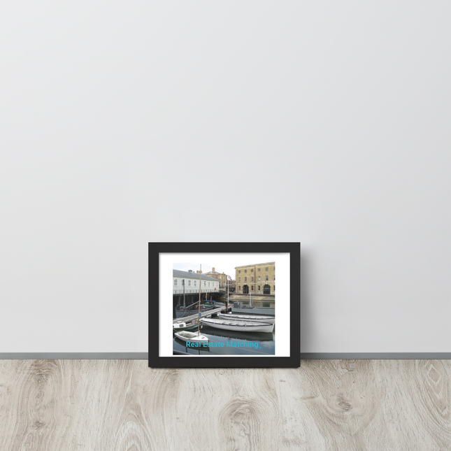Boat on Water Framed poster with realestatematching without key Logo