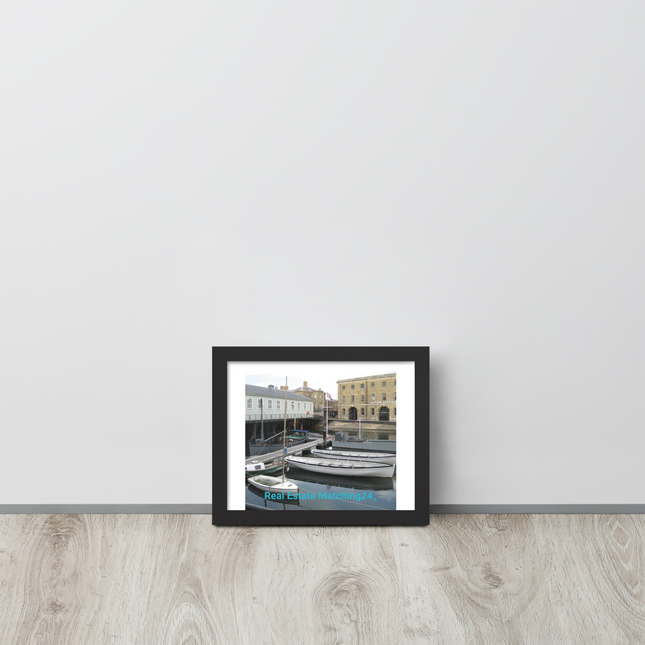 Boat on Water Framed poster with realestatematching24 without key Logo