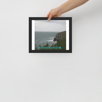 Seaside Serenity Framed poster with realestatematching24 with key Logo