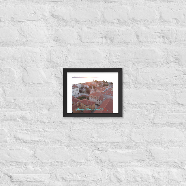 Roof Sunset View Framed poster with groundfloorview24 with House Logo