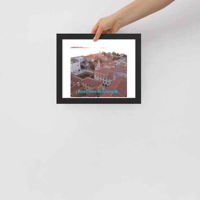 Roof Sunset View Framed poster with realestatematching with key Logo