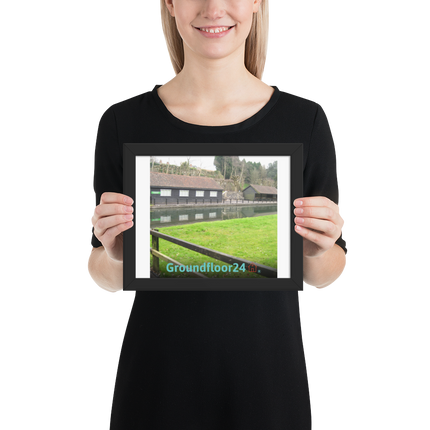 Lakeside Serenity Framed poster with Groundfloor24 with House Logo