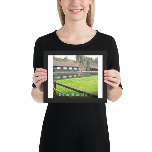 Lakeside Serenity Framed poster with Groundfloor24 with House Logo