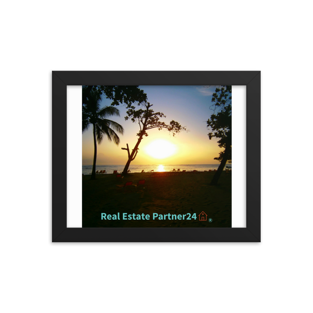 Beautiful Sea View Framed poster with realestatepartner24 with house Logo