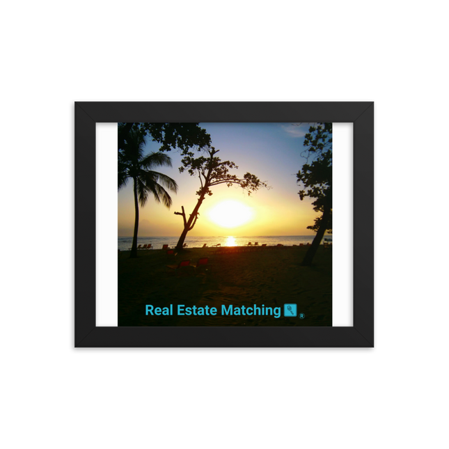 Beautiful Sea View Framed poster with realestatematching with key Logo
