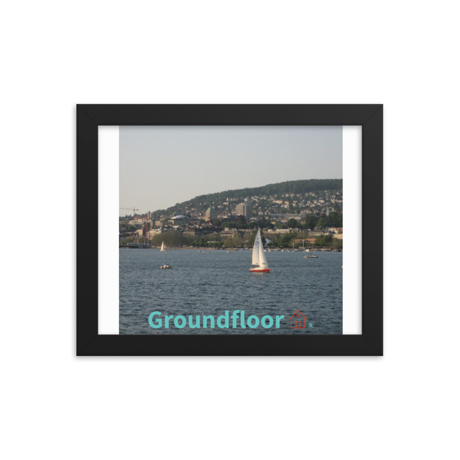 Beautiful River & Hills Sinari Framed poster with Groundfloor with House Logo