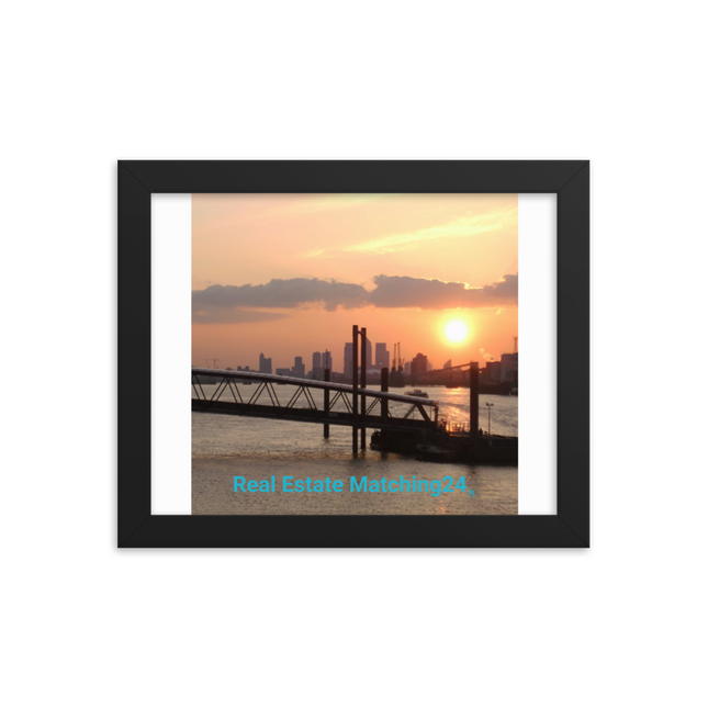 Evening Glow Framed poster with realestatematching24 without key Logo