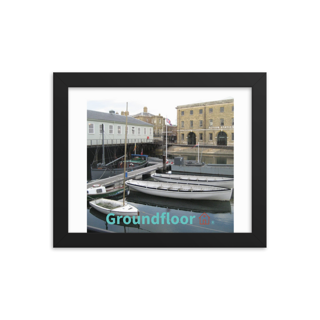 Boat on Water Framed poster with Groundfloor with House Logo