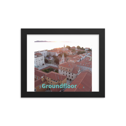 Roof Sunset View Framed poster with Groundfloor with House Logo